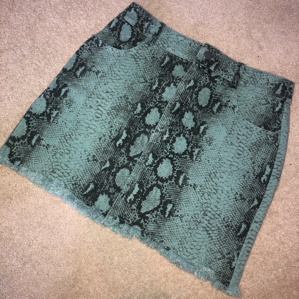 Snakeskin Denim Skirt